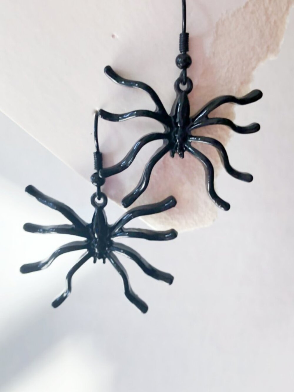 Black Spider Dangle Earrings
